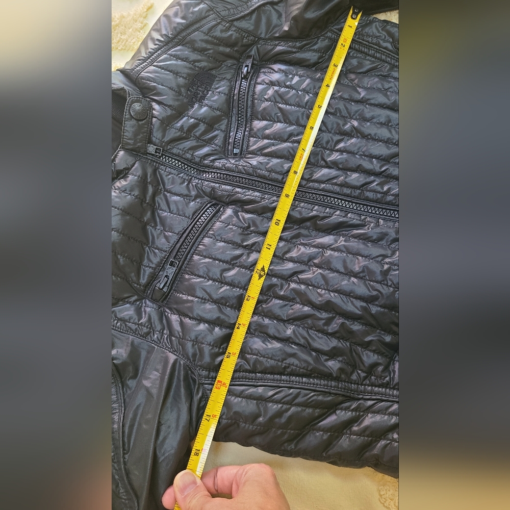 The North Face Black Fitted Quilted Puffer Moto Style Jacket Size S Excellent! - Picture 12 of 16